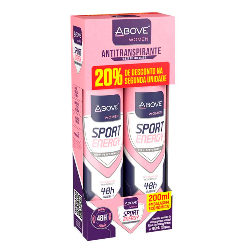 Kit Desodorante Aerossol Above Energy Women Com 2 Unidades 200ml