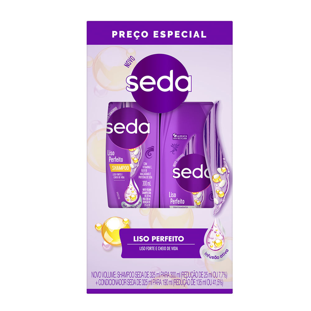 Kit Seda Shampoo 300ml + Condicionador 190ml Liso Perfeito