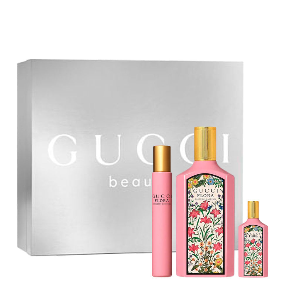 Kit Gucci Flora Gardênia Eau De Parfum 100ml + Eau De Parfum 5ml + Eau De Parfum Caneta Spray 10ml