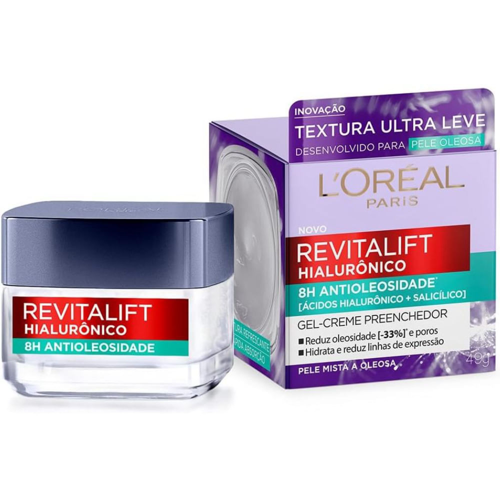 Gel Creme Hidratante Antioleosidade L'Oréal Paris Revitalif Hialurônico Loreal 49g