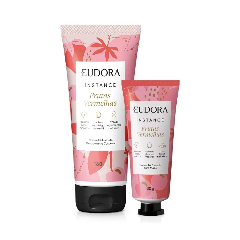 Kit Loção Hidratante Instance Frutas Vermelhas 180ml + Creme para Mãos 30g Eudora