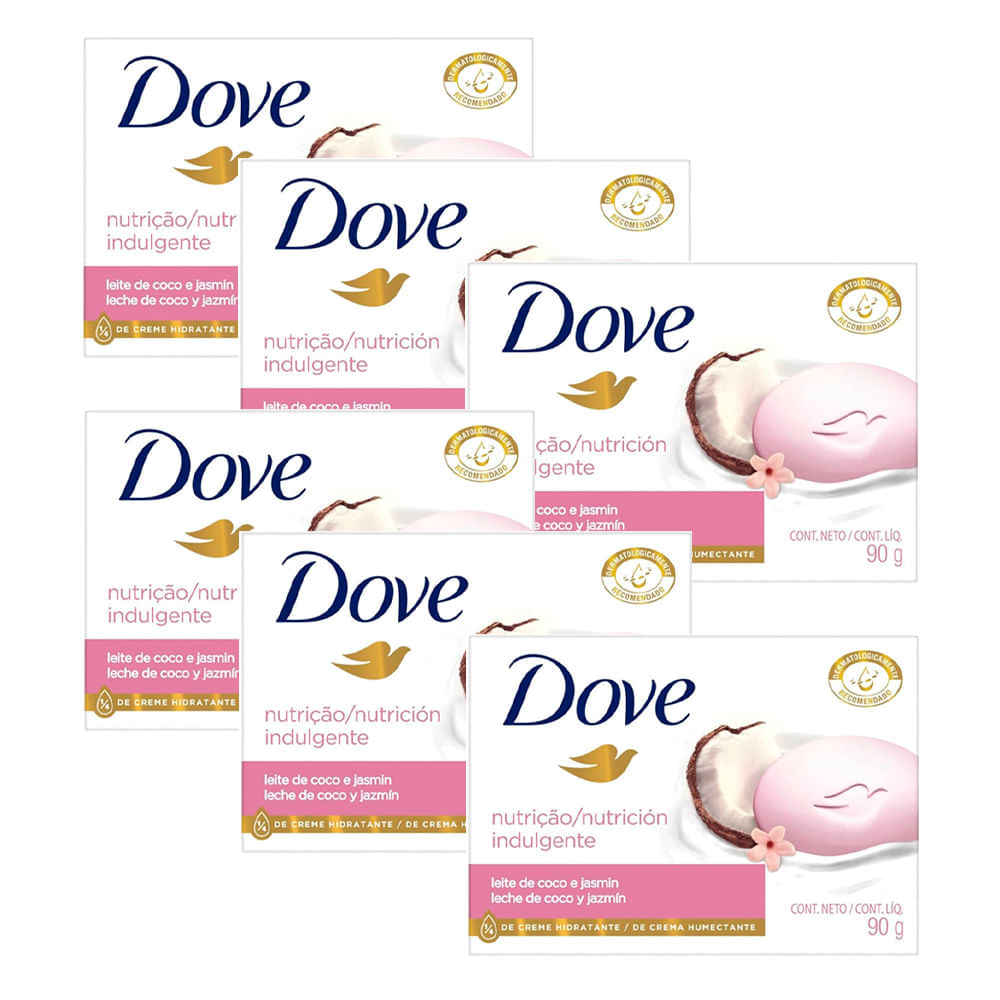 Kit Sabonete Em Barra Dove Leite De Coco 90g 6 Unidades