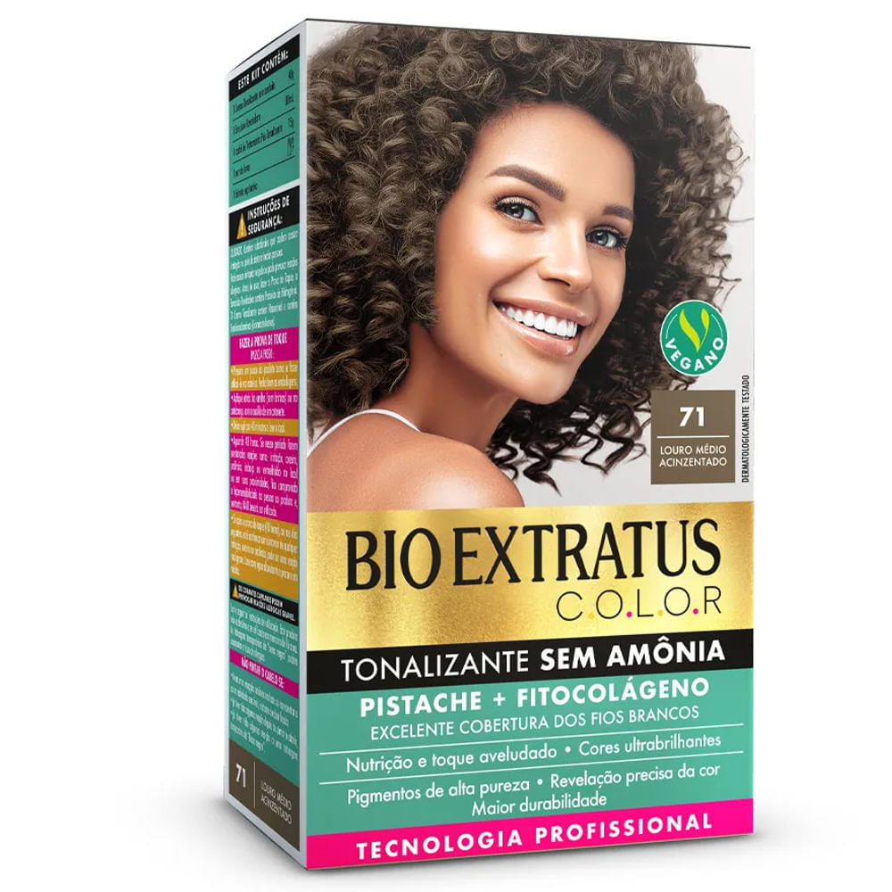Tonalizante Sem amônia Bio Extratus Color Louro Médio Acinzentado 71