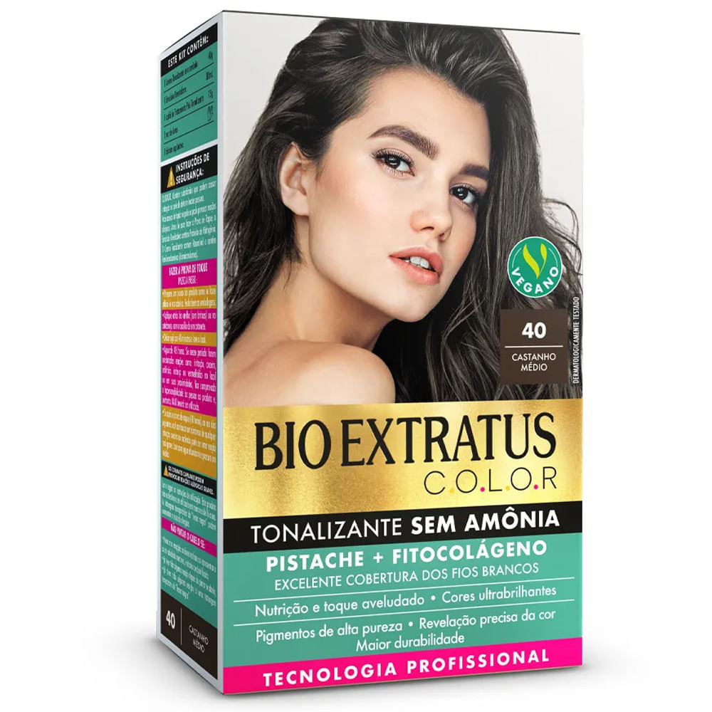 Tonalizante Sem amônia Bio Extratus Color Castanho Médio 40