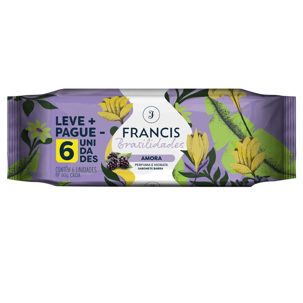 Kit Sabonete Em Barra Francis Brasilidades Amora 80g 6 Unidades