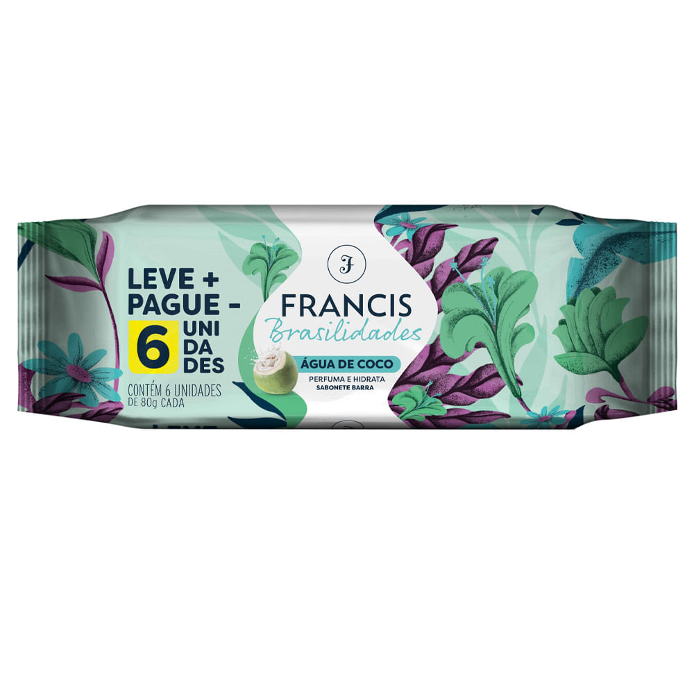 Kit Sabonete Em Barra Francis Brasilidades Água De Coco 80g 6 Unidades