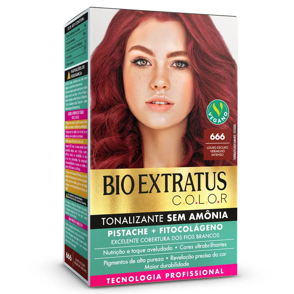 Tonalizante Sem amônia Bio Extratus Color Louro Escuro Vermelho Intenso 666