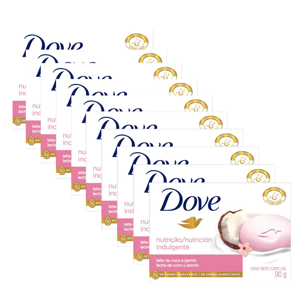 Kit Sabonete Em Barra Dove Leite De Coco 90g 10 Unidades