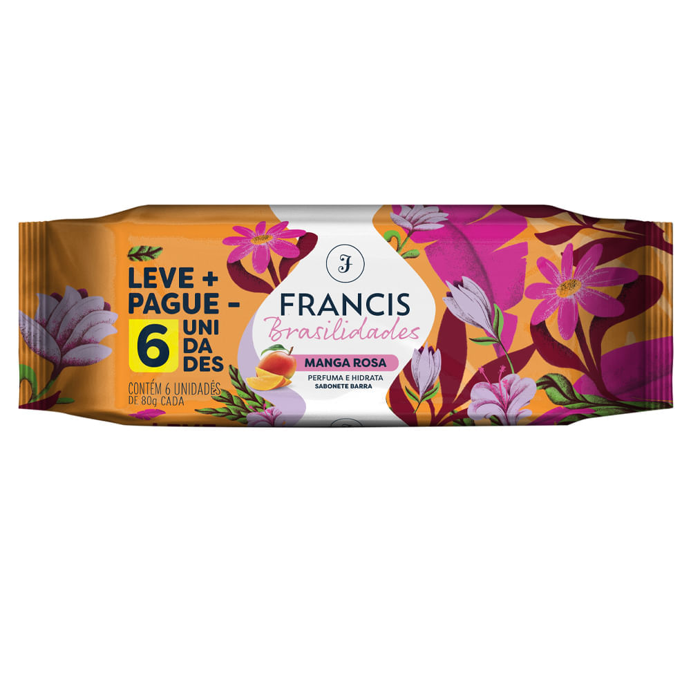Kit Sabonete Em Barra Francis Brasilidades Manga Rosa 80g  6 Unidades