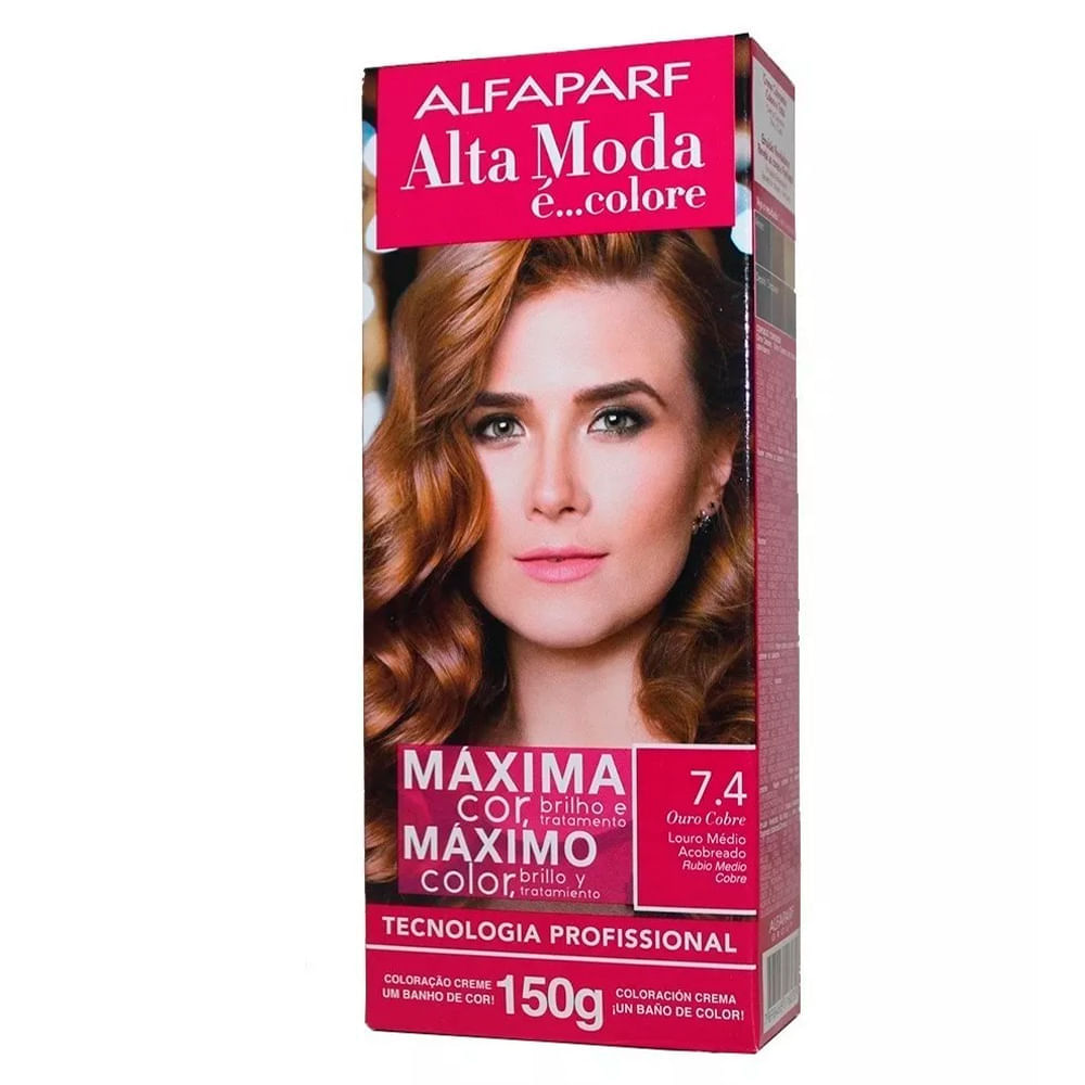 Tintura Alta Moda Alfaparf Louro Médio Acobreado 7.4