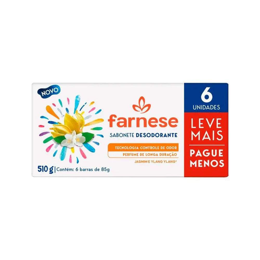 Kit Sabonete Farnese Jasmin E Ylang Ylang 85g Com 6 Unidades