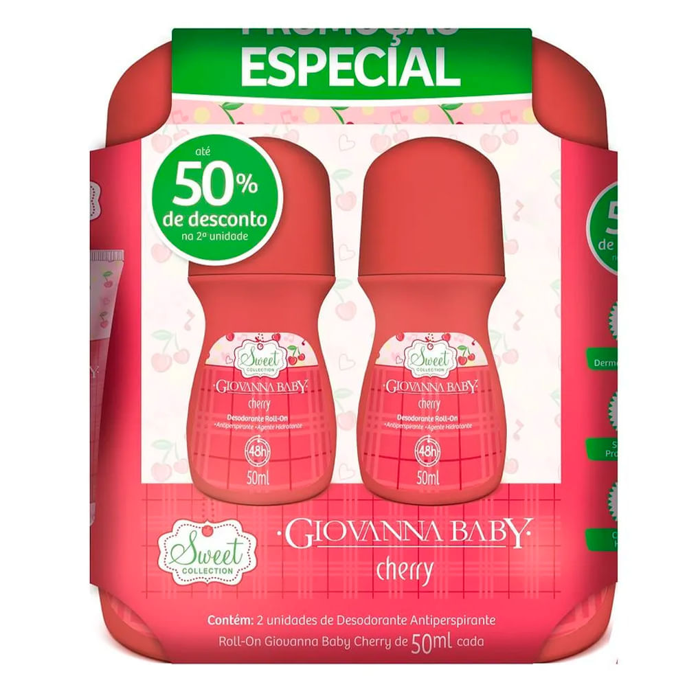 Kit Desodorante Roll On Giovanna Baby Cherry 2 Unidades