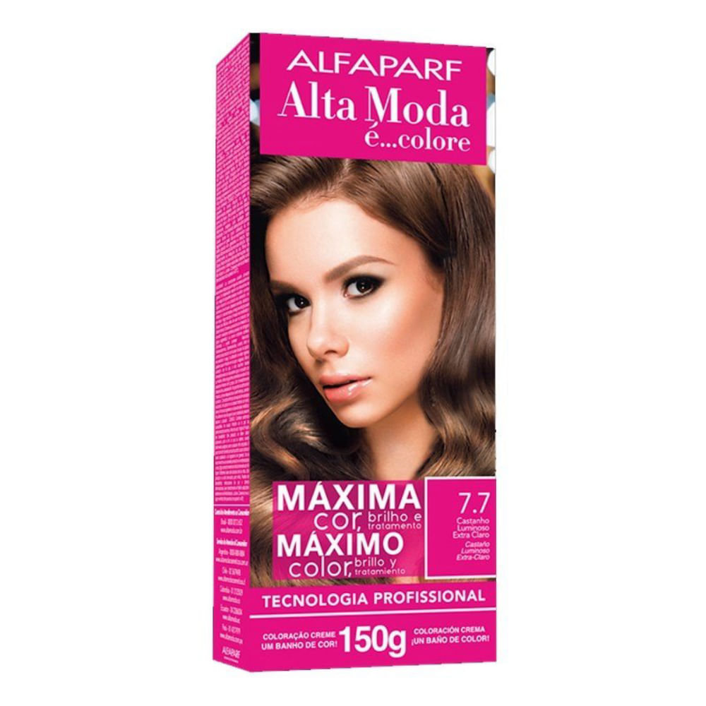 Tintura Alfaparf Alta Moda Castanho Luminoso Extra Claro 7.7