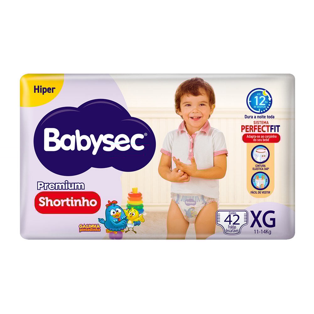 Fralda Descartável Babysec Shortinho Hiper Tamanho Xg Com 42 Unidades