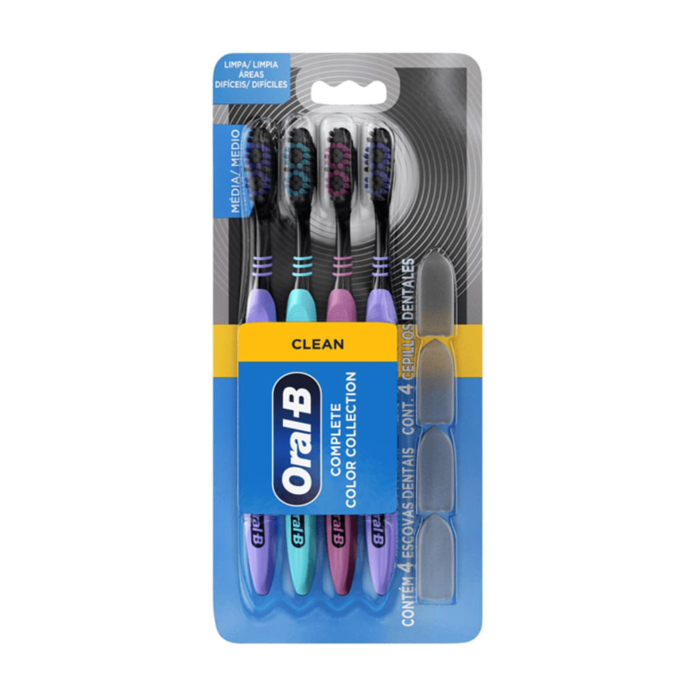 Escova Dental Média Oral-B Complete Color Collection Clean 4 Unidades