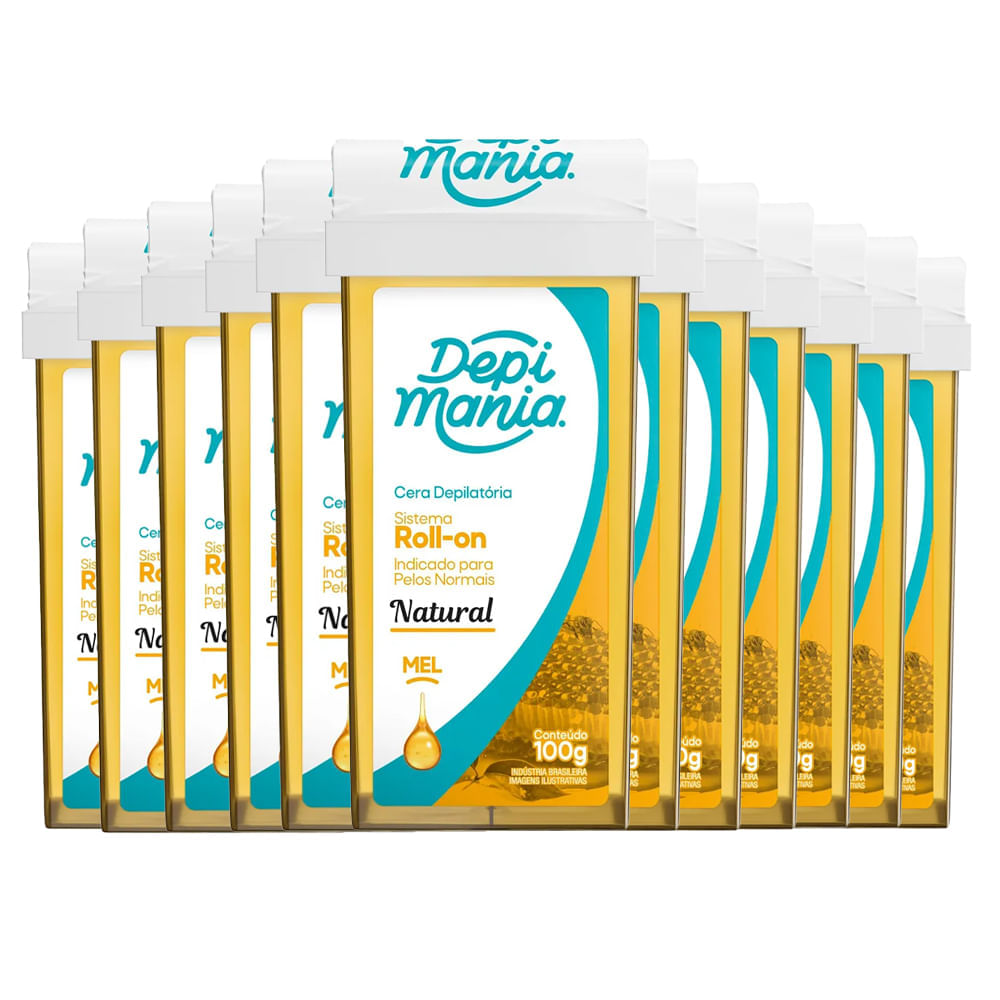 Kit Cera Refil Roll On Depi Mania Mel 100g - 12 Unidades