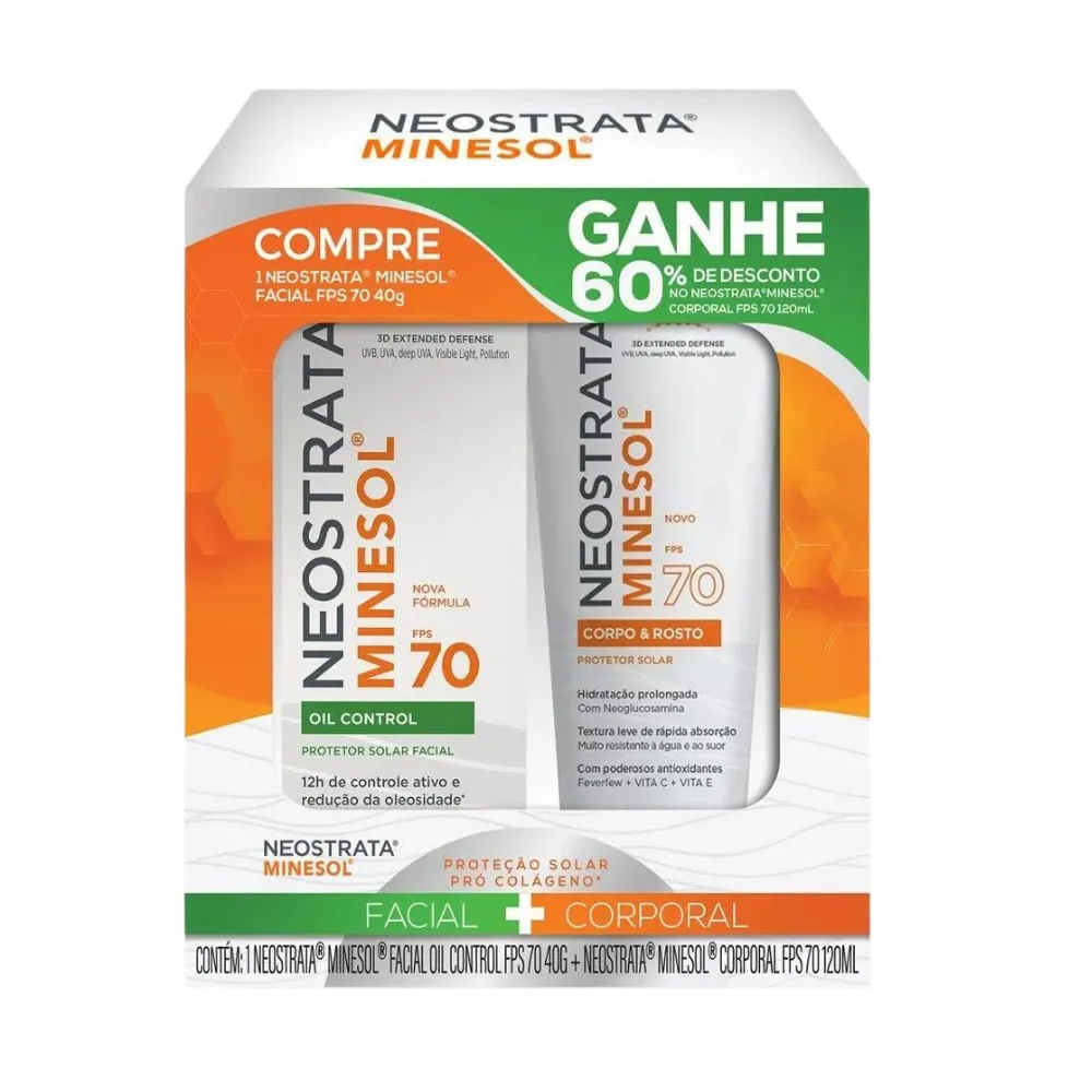 Kit Neostrata Minesol Protetor Solar Facial FPS 70 40g + Corporal FPS 70 120ml