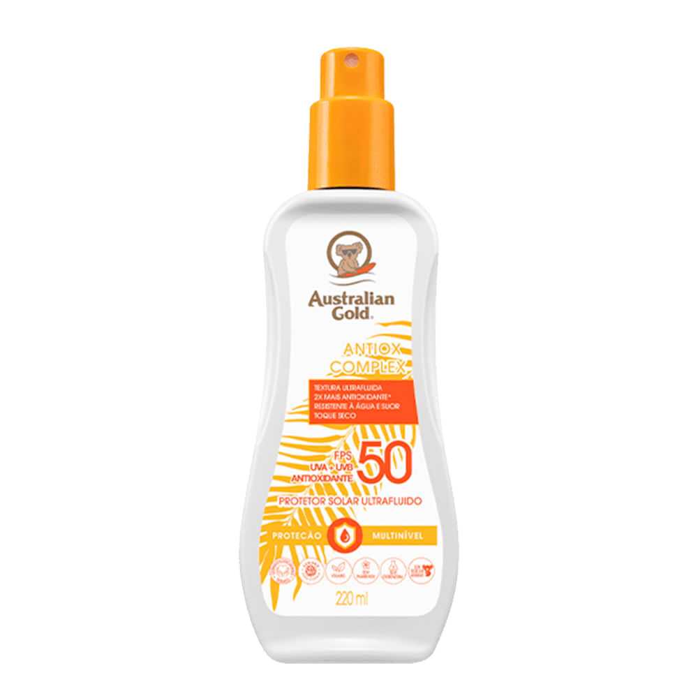 Protetor Solar Australian Gold Antiox Complex Ultra Fluido FPS50 220ml