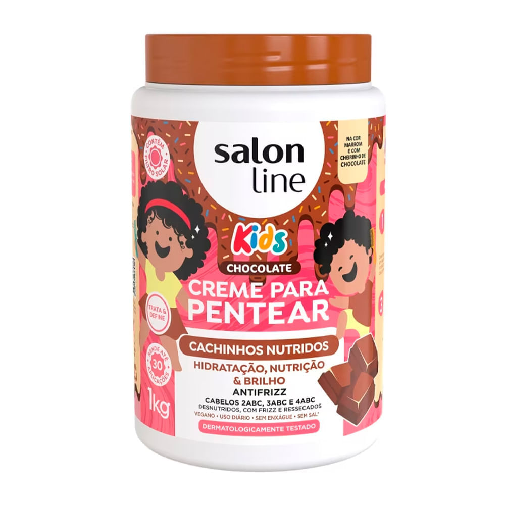 Creme Para Pentear Salon Line Chocolate Kids Cachinhos Nutridos 1kg