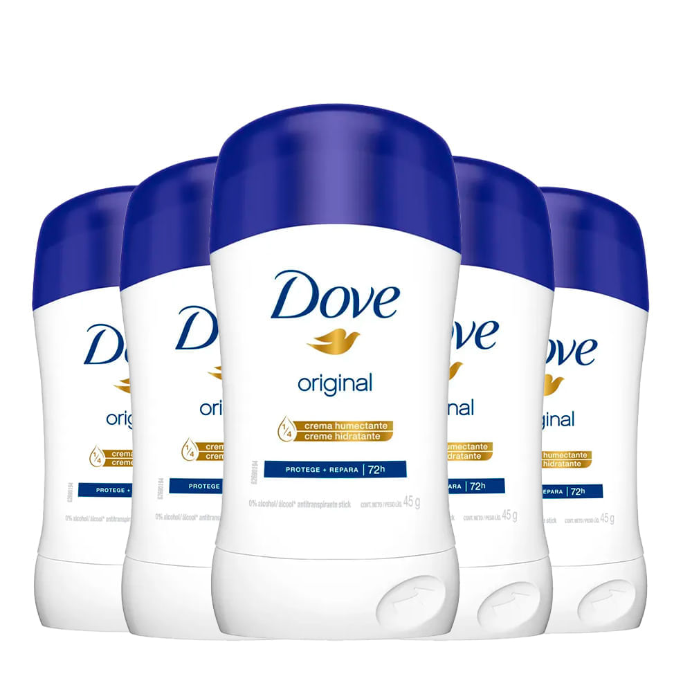 Kit Desodorante Antitranspirante Stick Dove Original 45g - 5 Unidades