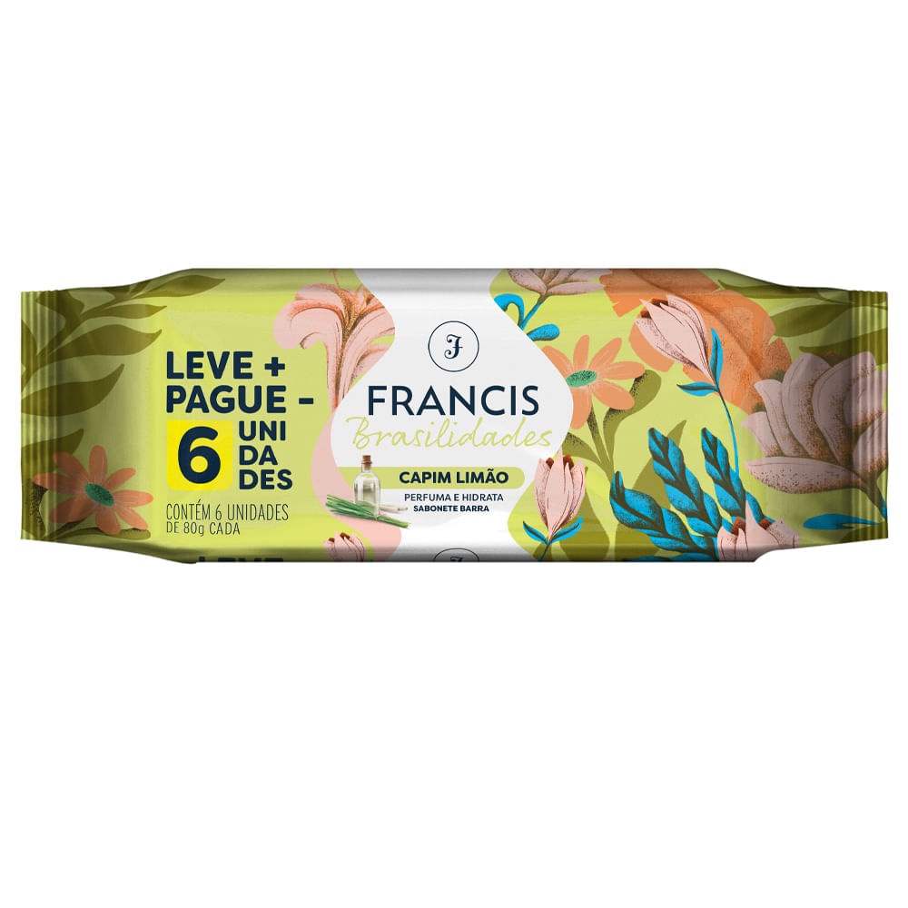 Kit Sabonete Em Barra Francis Brasilidades Capim Limão 80g 6 Unidades