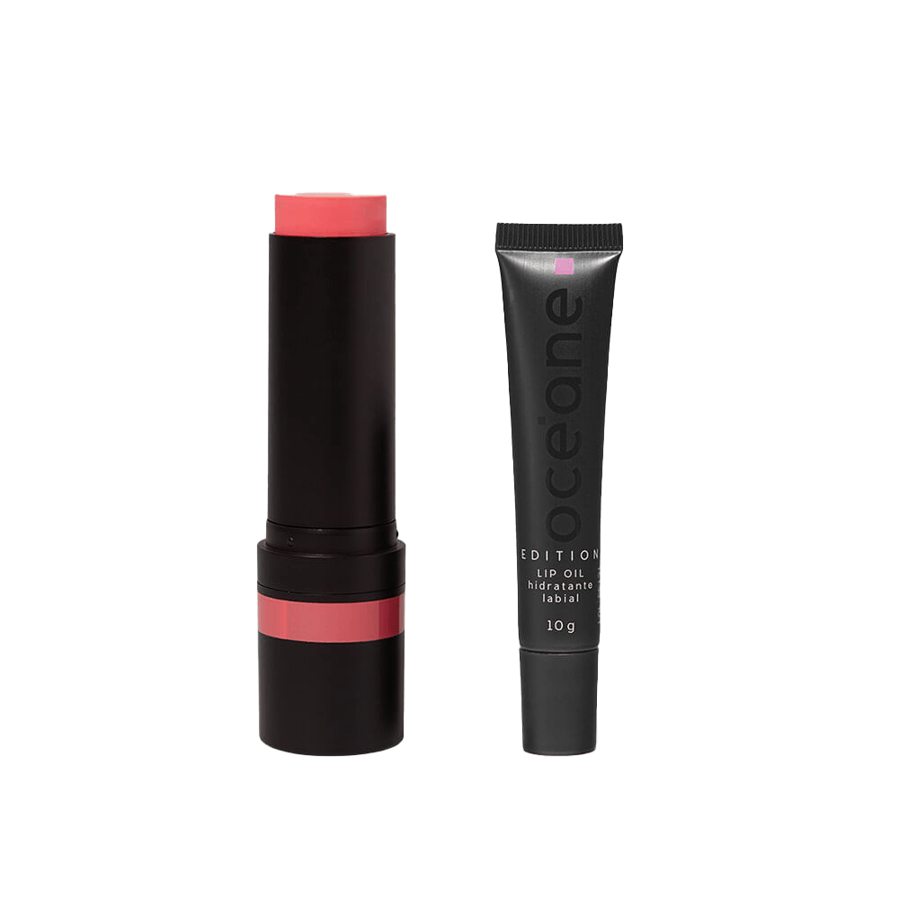 Kit Blush em Bastão Rosa Claro + Lip Oil Rosa Océane Edition
