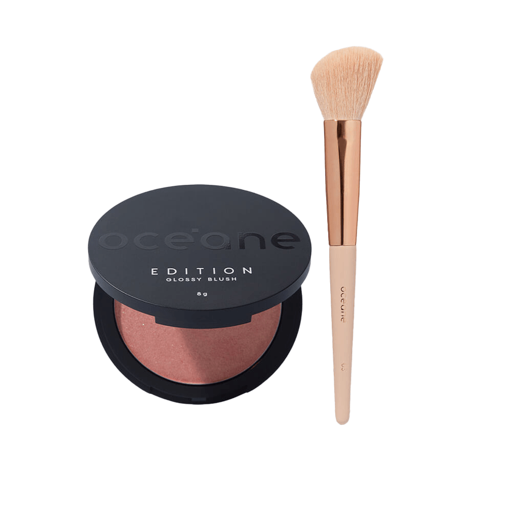 Kit Blush Cintilante Rose Pink Edition + Pincel de Maquiagem Ocn5
