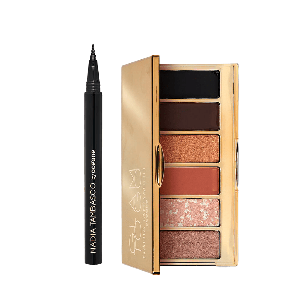 Kit Paleta De Sombras Glam To Go + Caneta Delineadora Nádia Tambasco By Océane
