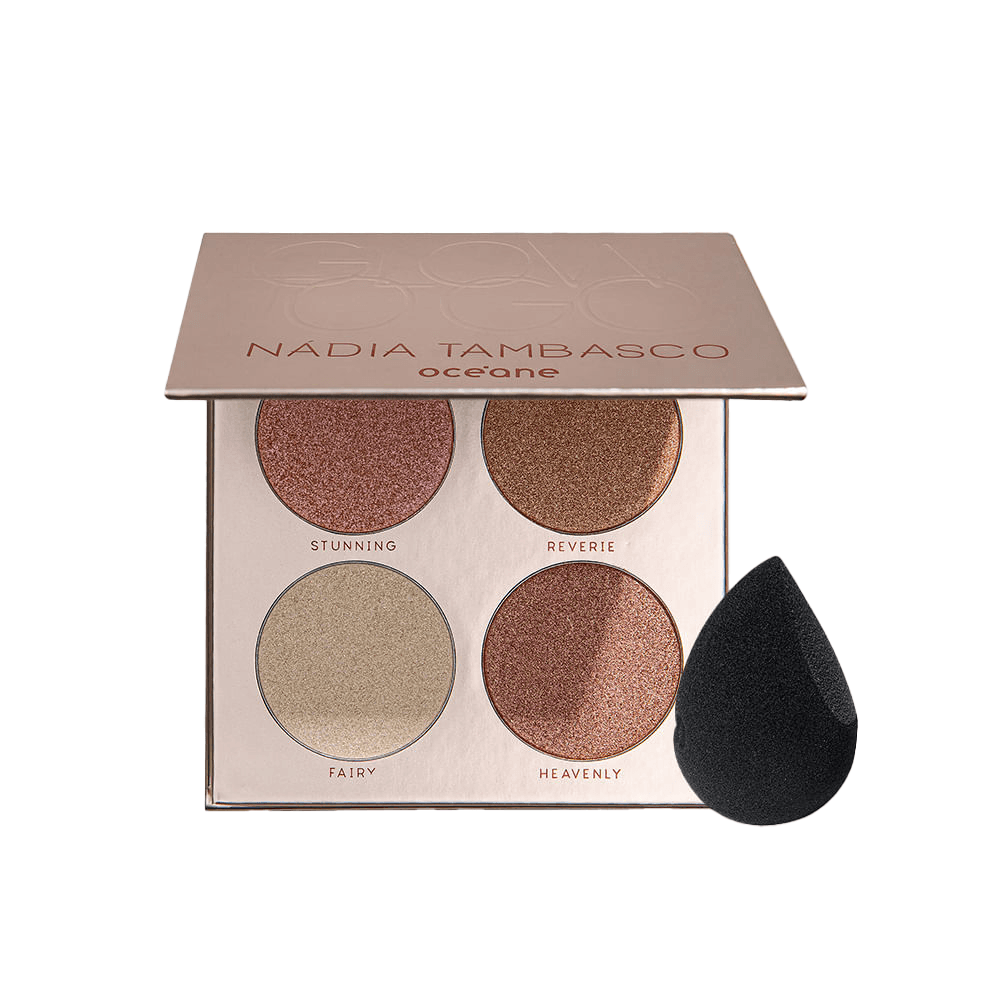 Kit Paleta De Iluminadores Glow To Go + Esponja Flat Drop Océane Edition