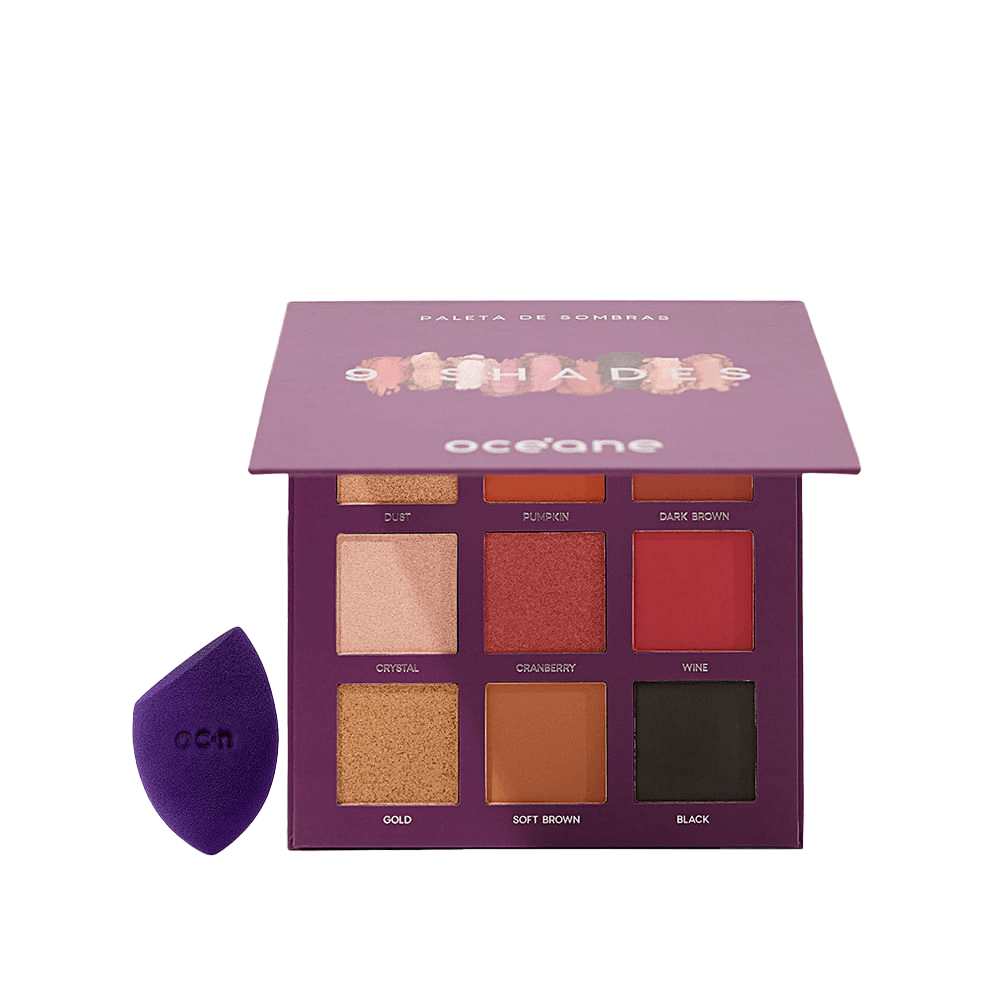Kit Paleta de Sombras 9 Shades + Flat Blend Roxa Océane Purple