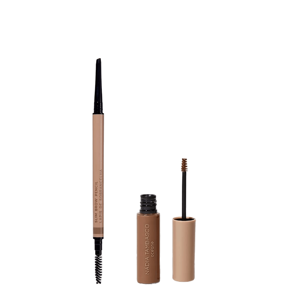 Kit Máscara De Sobrancelha Castanho Claro + Lápis De Sobrancelhas Retrátil Claro Nádia Tambasco By Océane