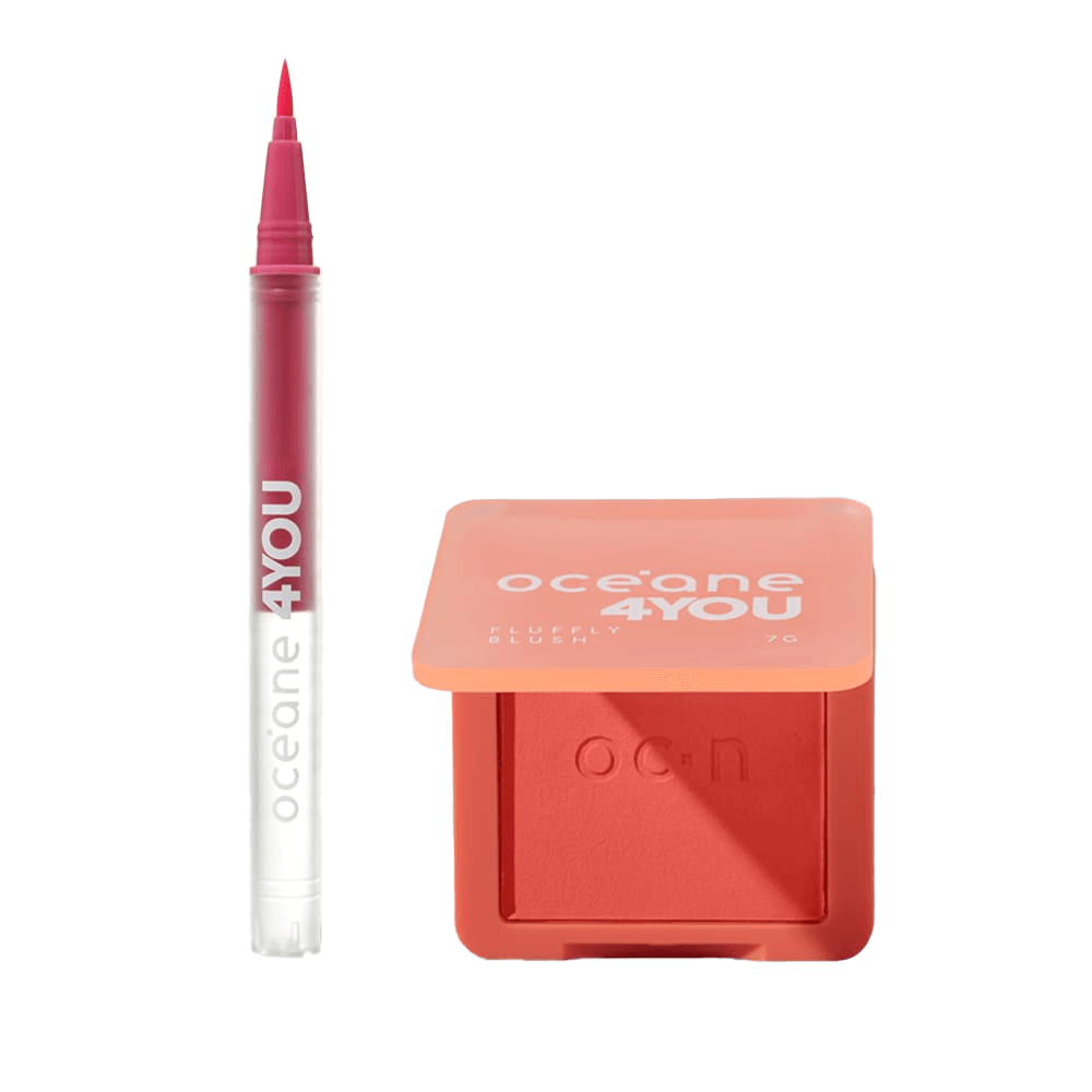 Kit Blush Cremoso Pêssego + Caneta Delineadora Rosa 4you