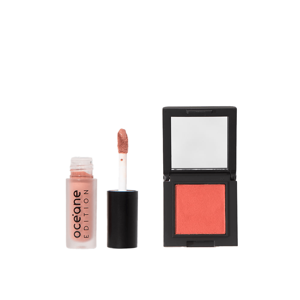 Kit Mini Batom Líquido Nude Matte + Mini Blush Cremoso Caramelo Océane Edtion