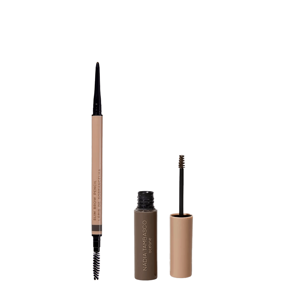 Kit Máscara De Sobrancelha Castanho Escuro + Lápis De Sobrancelhas Retrátil Escuro Nádia Tambasco By Océane