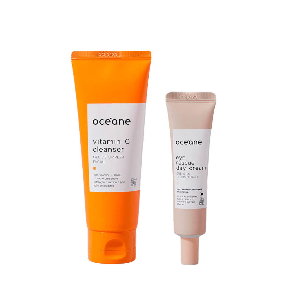 Kit Creme Antissinais Diurno para Área Dos Olhos + Gel de Limpeza Facial com Vitamina C