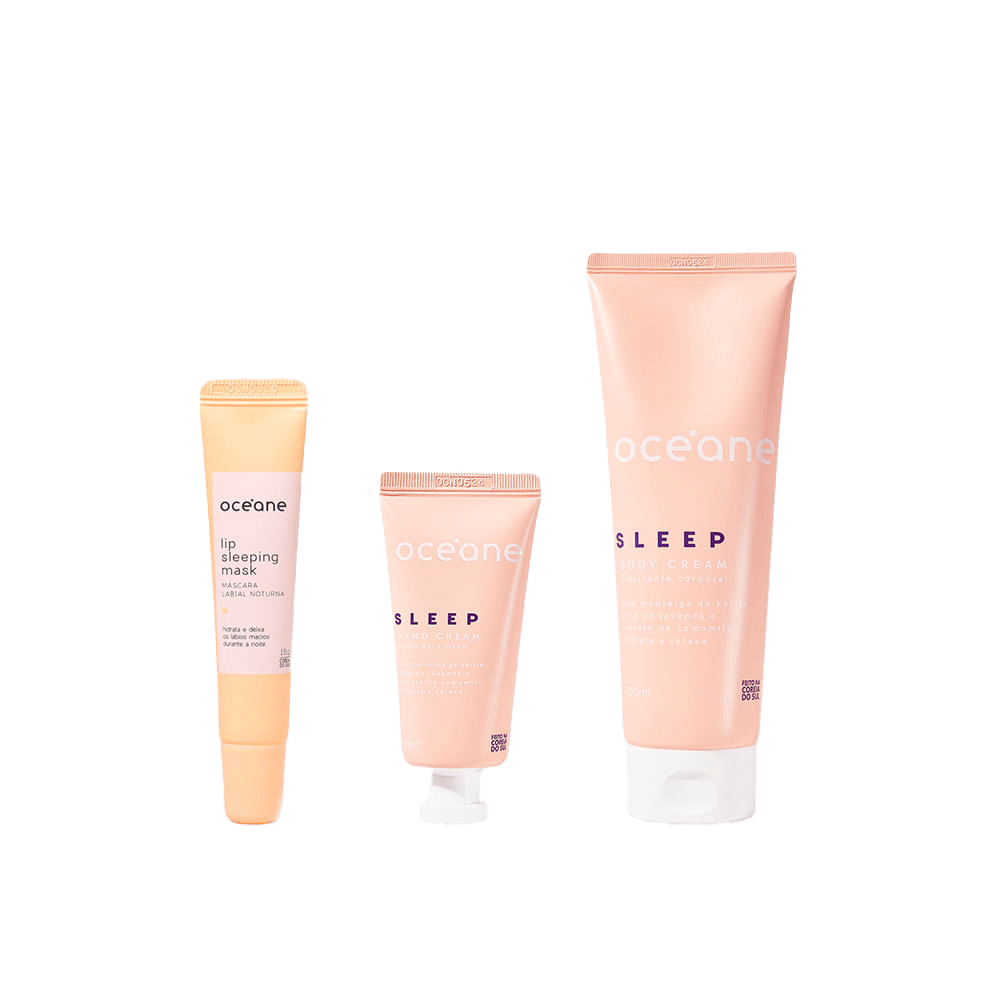 Kit Máscara Labial + Hidratante Corporal + Creme Para As Mãos Sleep