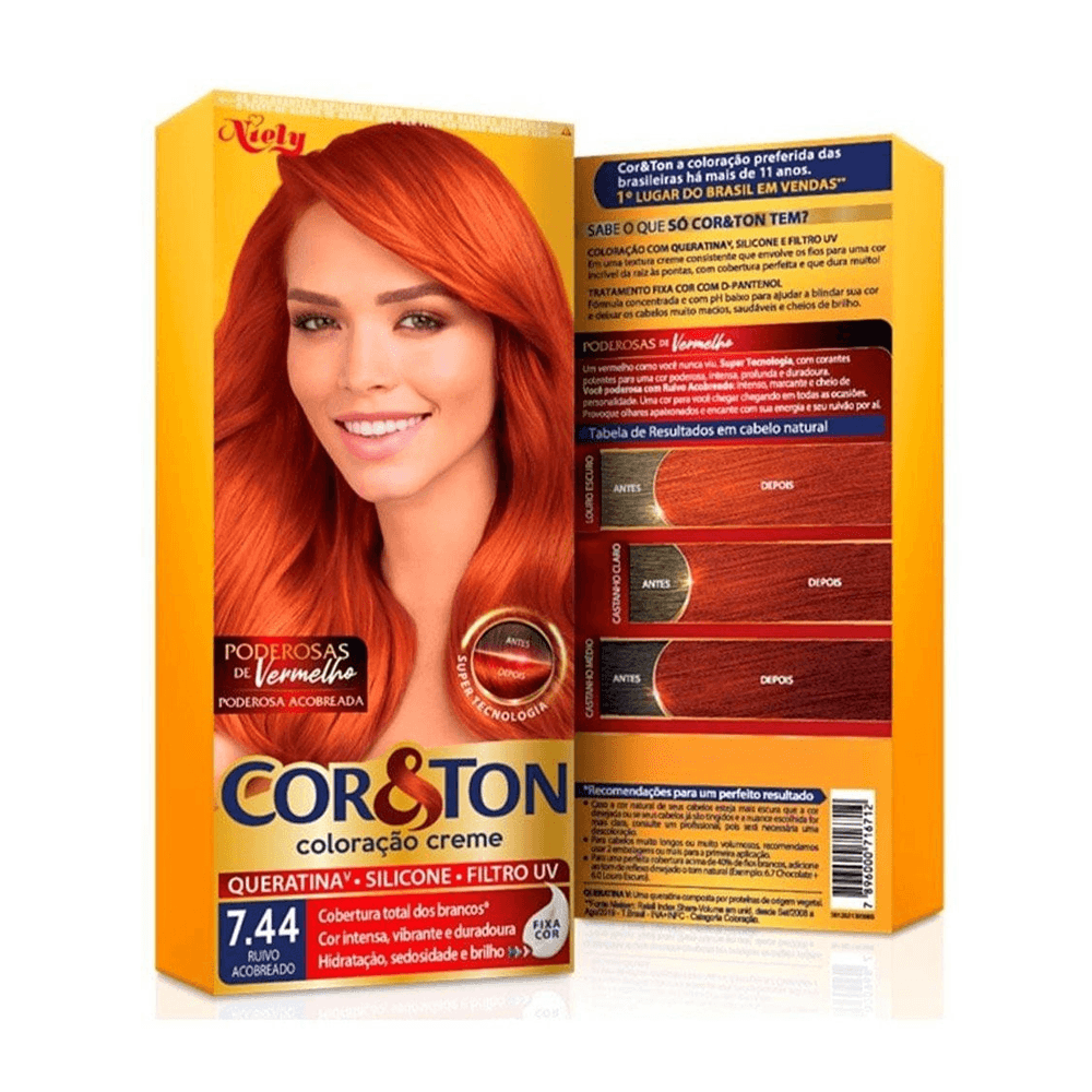 Niely Coloração Cor&Ton 7.44 Ruivo Acob+Emul 50g