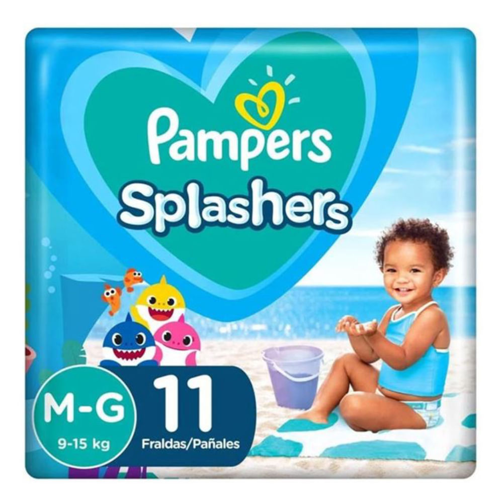 Fralda Pampers Splashers Mar/Pis M/G 11Und