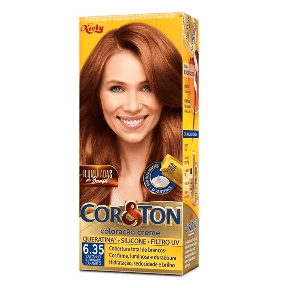 Niely Coloração Cor&Ton 6.35 Castanho Iluminado Caramelo 50g