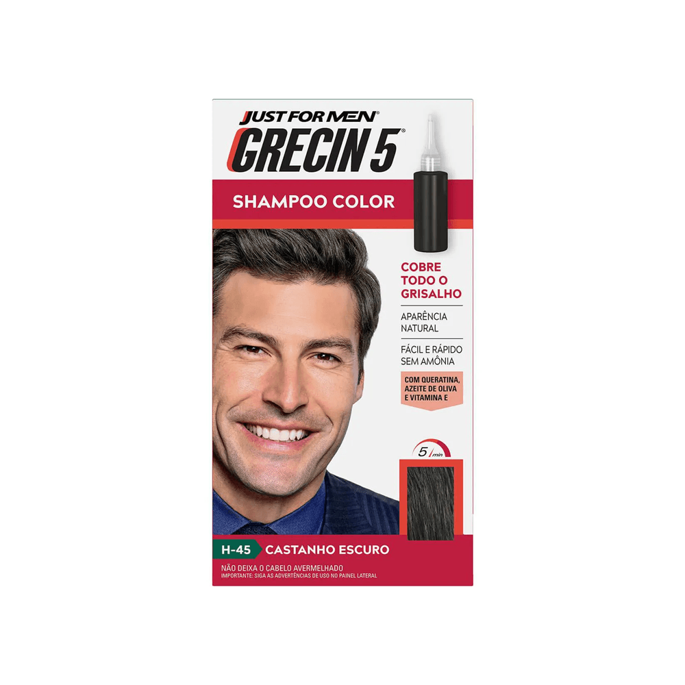 Shampoo Tonalizante Grecin Masculino Castanho Escuro