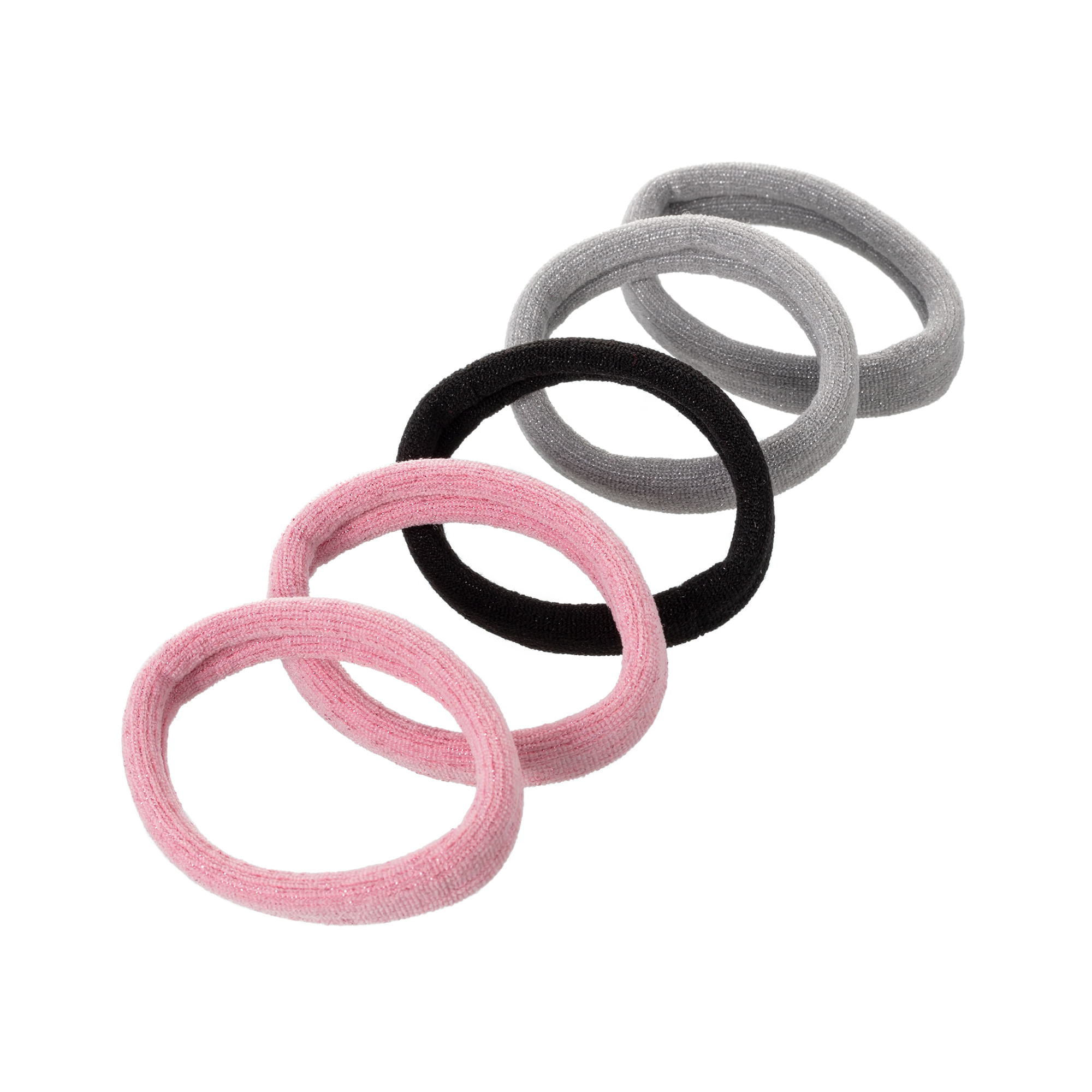 Elásticos De Cabelo 5 Unidades Proart Preto, Rosa E Cinza Única