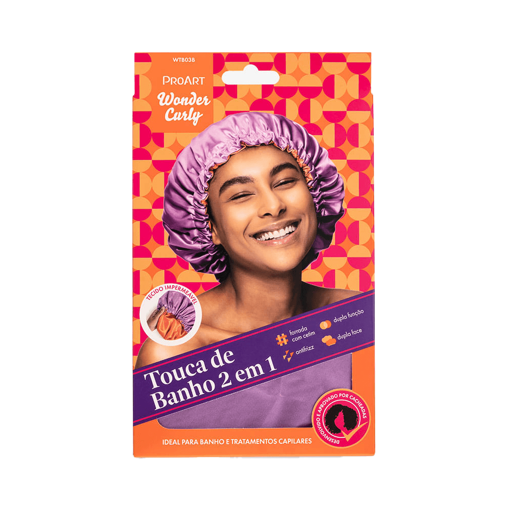 Touca De Banho Cetim 2 Em 1 Proart Lavanda E Laranja