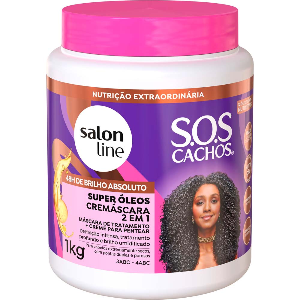 Cremáscara 2 em 1 Salon Line S.O.S Cachos Super Óleos Nutritivos 1Kg