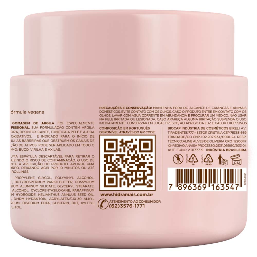 Creme para Massagem Gomagem de Argila Hidramais 500g
