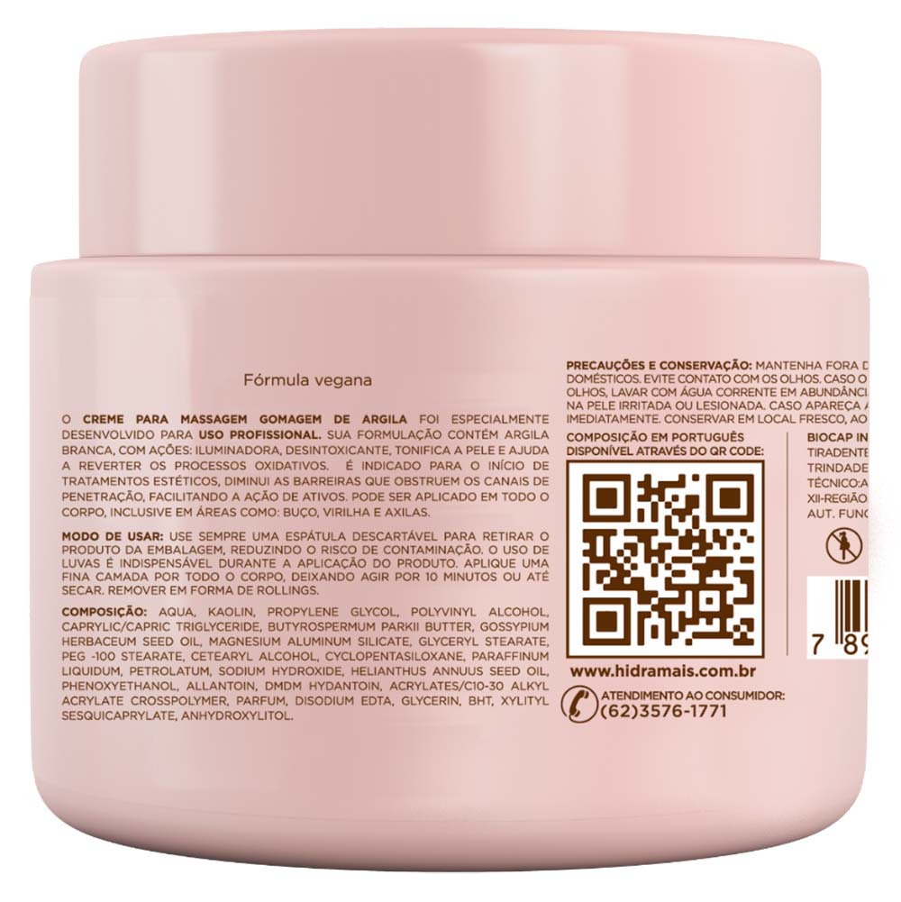 Creme para Massagem Gomagem de Argila Hidramais 500g