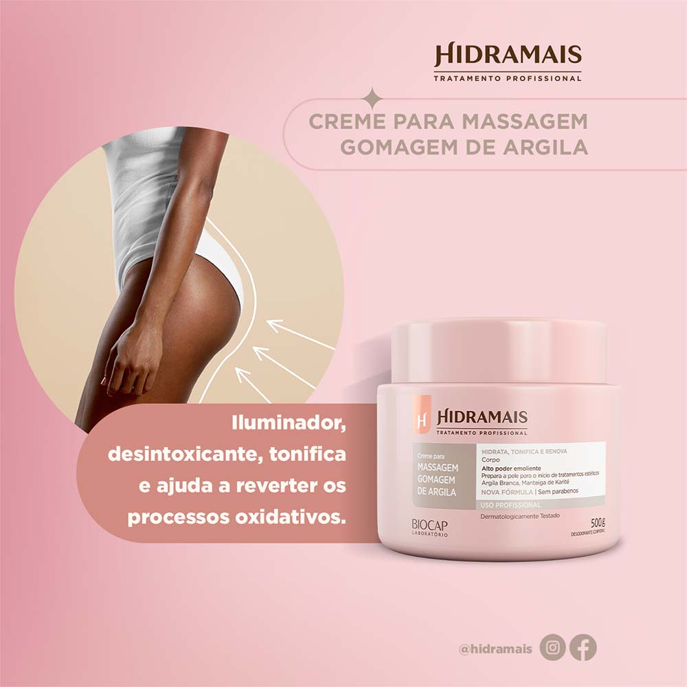 Creme para Massagem Gomagem de Argila Hidramais 500g