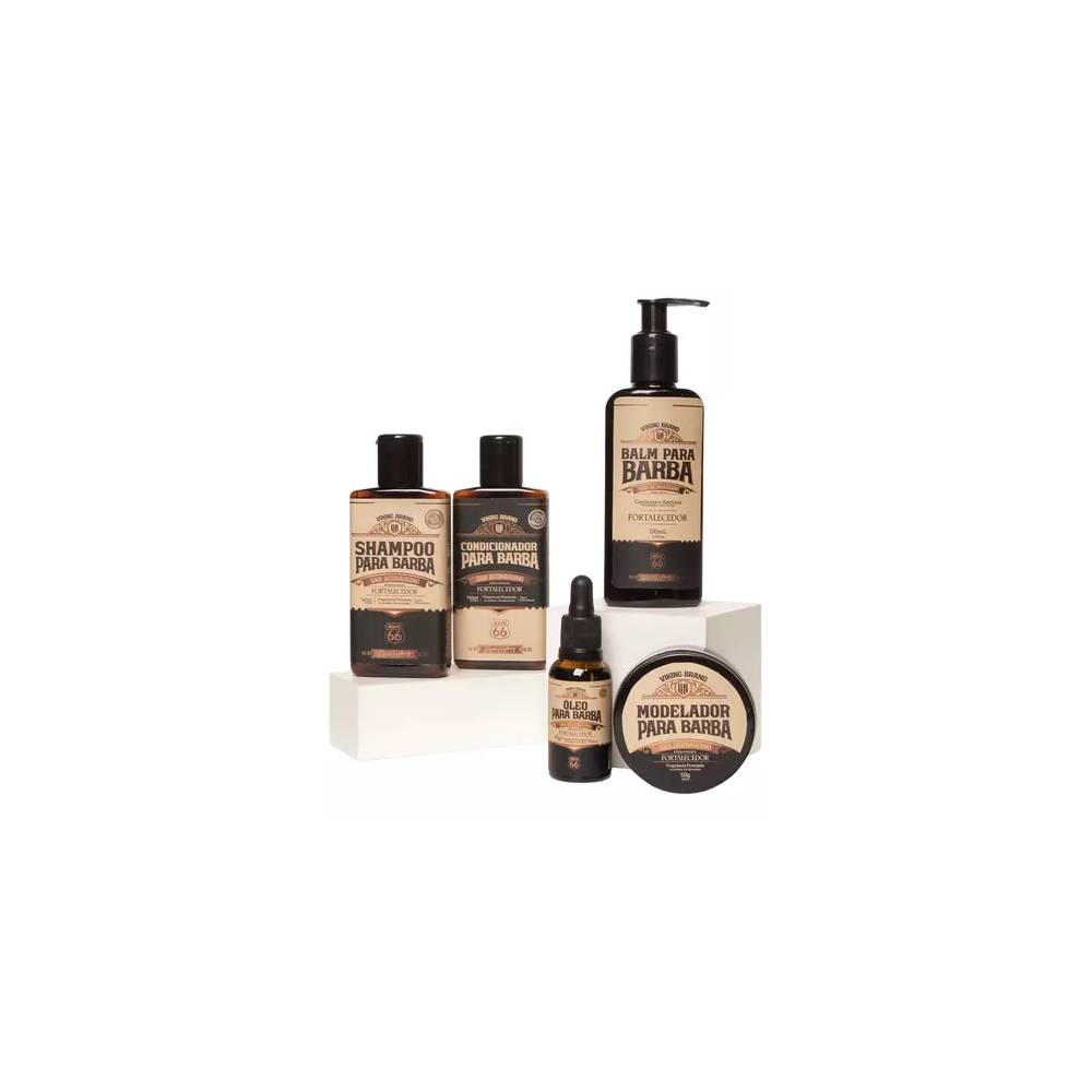 Combo de Barba San Bernardino Viking Premium Shampoo + Condicionador + Balm + Modelador + Óleo