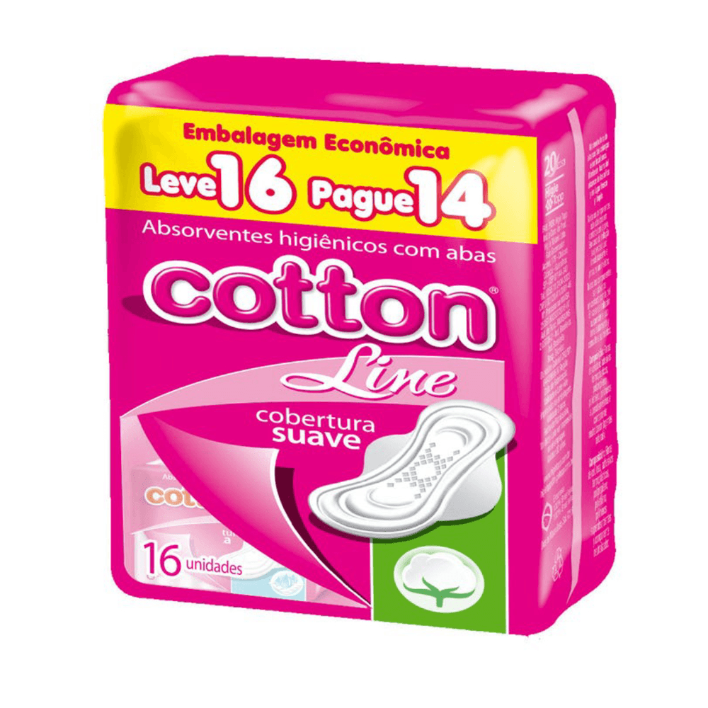 Absorvente Cotton C/Abas Suave 16 unidades