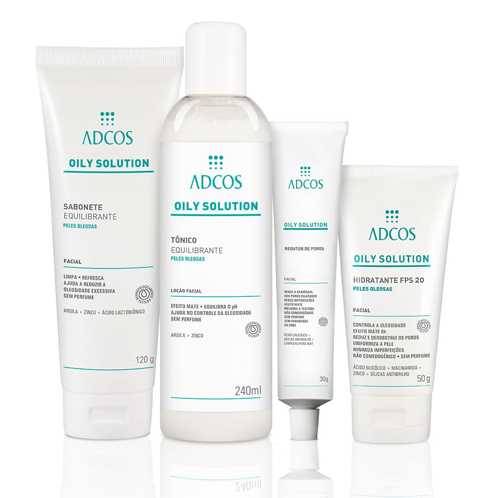 Tratamento para Peles Oleosas Oily Solution Sabonete 120g + Tônico 240ml + Redutor de Poros 30g + Hidratante 50g