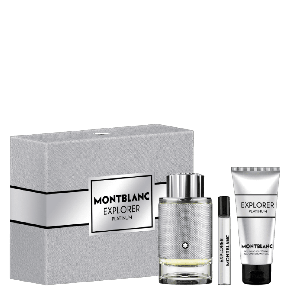 Kit Montblanc Explorer Platinum Masculino Eau de Parfum 100ml +  Eau de Parfum 7,5ml + Shower Gel 100ml
